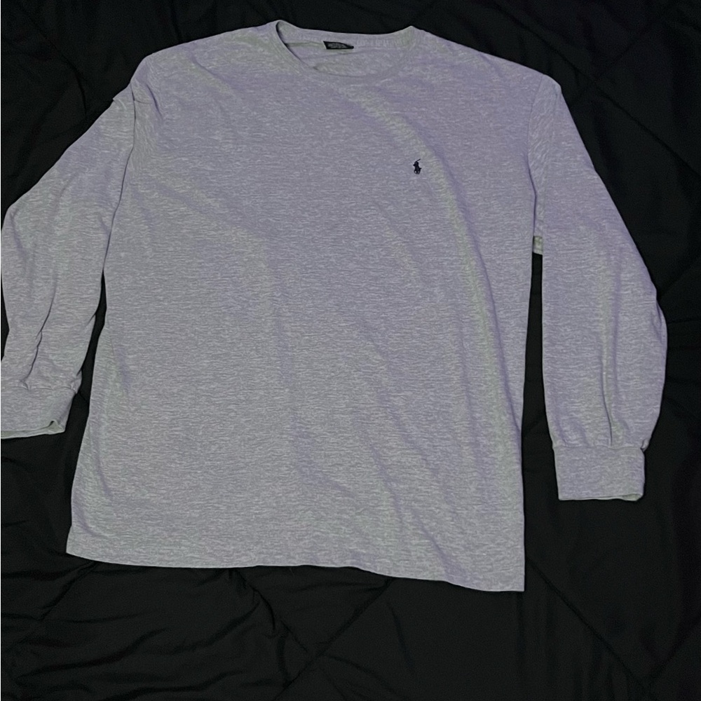 Vintage Grey polo Ralph Lauren long sleeve with black logo